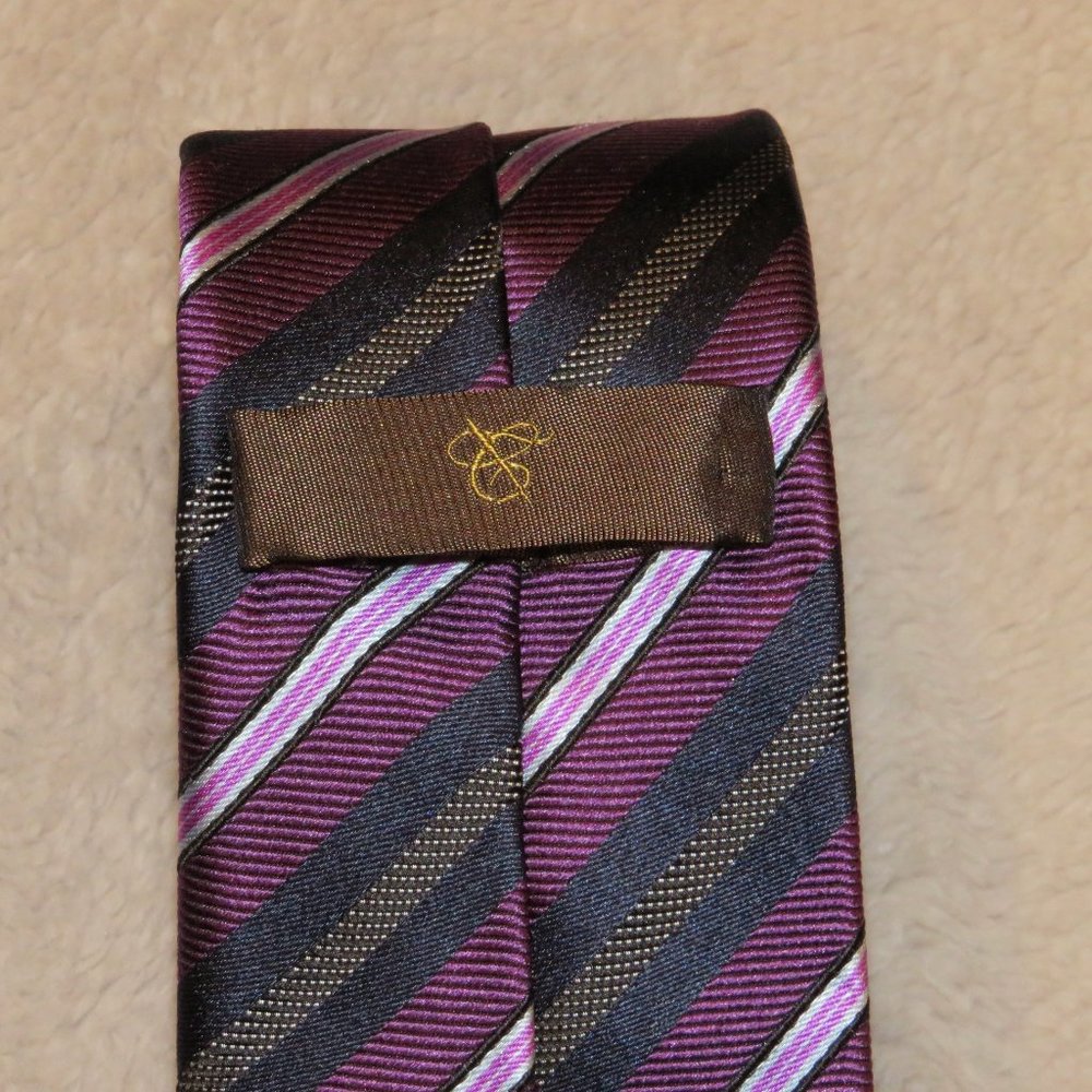 Canali 1934 Current Striped Classic Width Silk Tie - image 6